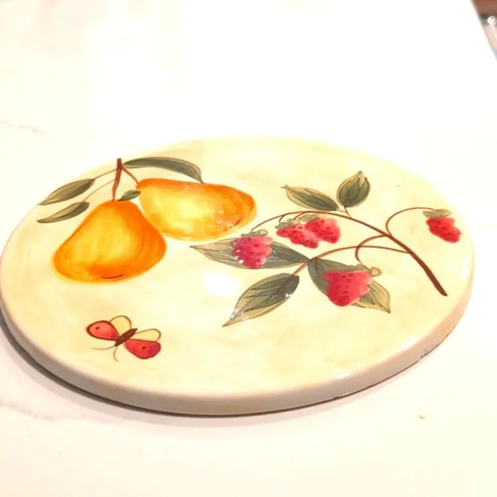 Vintage Pier 1 Imports Round Provence Hand Painted Earthenware Hot Plate Trivet